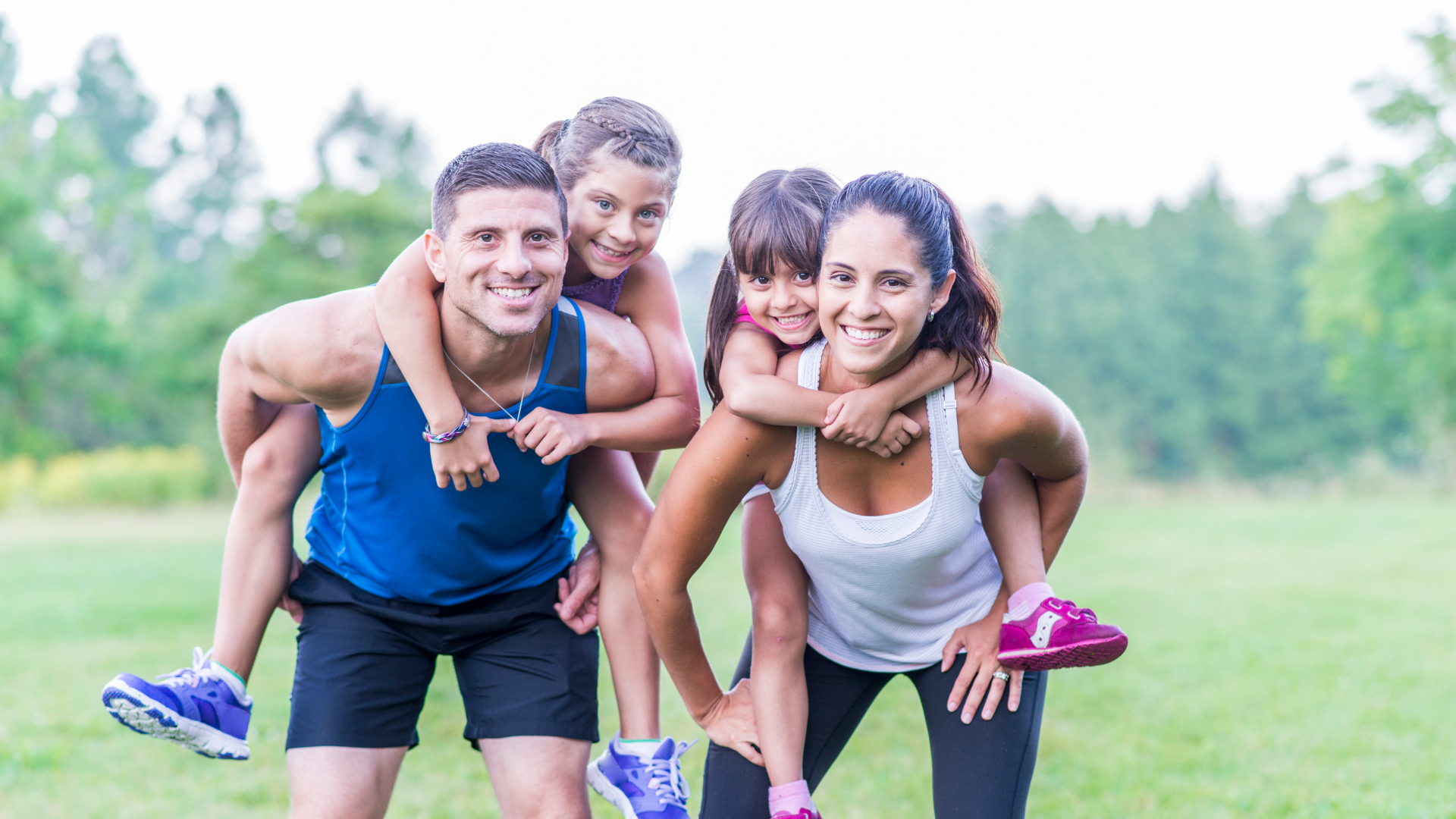 A young family connecting and being active together